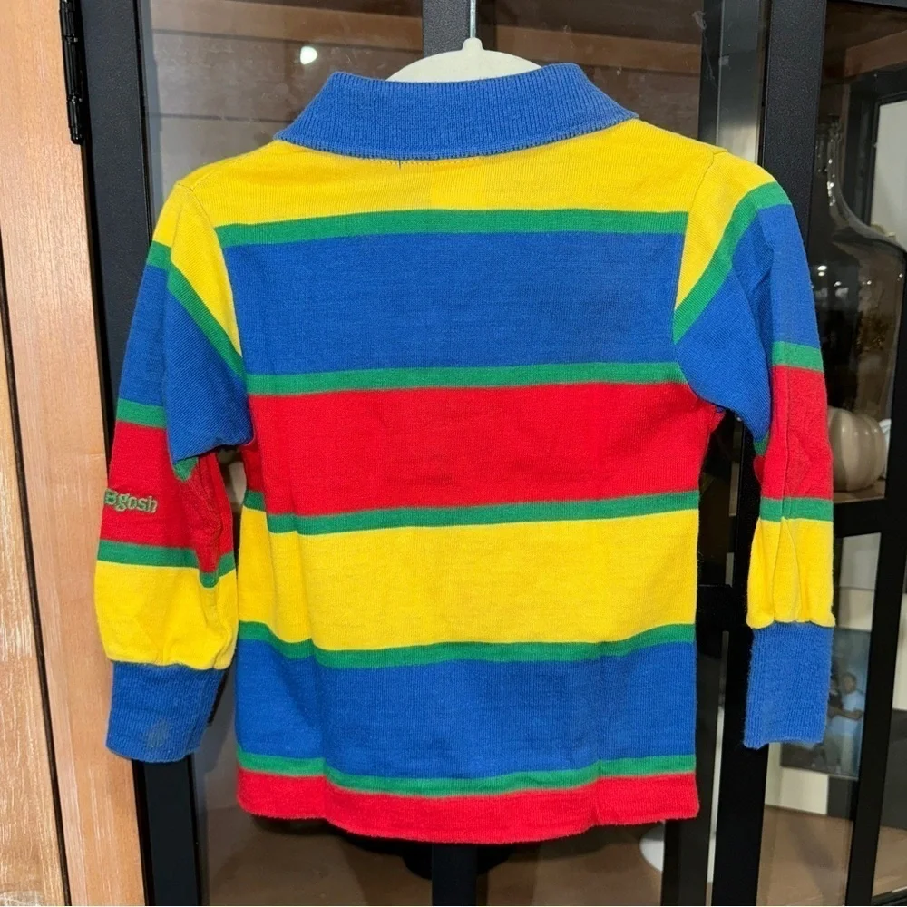 1980s OshKosh B'gosh toddler boys polo rugby Shirt long sleeve colorful stripes